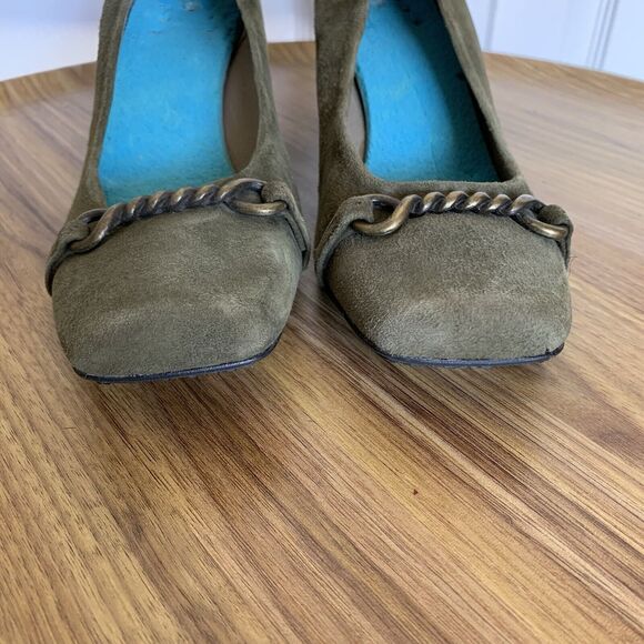 fs/ny French Sole Zeppa Green Suede Leather Wedges Shoes Size 7 - Picture 6 of 13